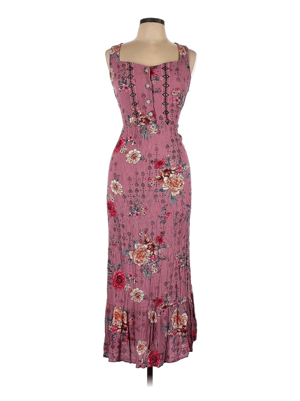 Sleeveless Floral Maxi Dress in Dusty Rose